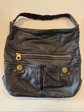 Marc By Marc Jacobs Turnlock Black Leather Hobo Shoulder Bag